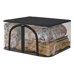 Kuber Industries Pack of 3 PVC Transparent Underbed Storage Bag | Multi-Purpose Garments Bag for Clothes-Toy | Wardrobe Bag with Handle | U Zip | Black