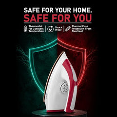 Intex Glidex Ease Dry Iron 1000W | Non-Stick Soleplate | Adjustable Temperature Control | Shock Proof Lightweight Dry Iron | Thermal Protection | Fast & Smooth Ironing for Home Use | 2 Year Warranty