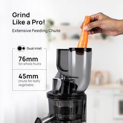 Wipro Vesta FS101 Cold press slow juicer|240 Watts 100% Copper DC motor for efficient juicing|All in one fruit & vegetable juicer|Nut milk and sorbet maker|76mm wide Chute|250ml Juicing bowl