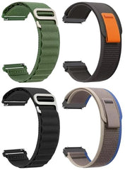 AMiRiTE G/Hook & Loop Bands / Straps - 22MM Nylon Alpine - Compatible with Noise, Huawei, Honor & OnePlus Smart Watches (GREEN, BLACK, BLUE, COMBO OF 4)