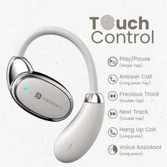 Portronics Harmonics Twins 31 Over Ear OWS Smart Wireless Earbuds with HD Mic, Secure & Flexible Earhook, Touch Control, 24 Hrs Playtime, Music/Gaming Mode, BT 5.4V, Light Weight(Beige)
