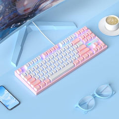 MageGee 75% Mechanical Gaming Keyboard with Brown Switch, LED White Backlit Keyboard, 87 Keys Compact TKL Wired Computer Keyboard for Windows Laptop PC Gamer - Retro Grey/White