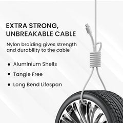Portronics Konnect X 60W Type C to Type C Unbreakable Nylon Braided Cable, 1M Fast Charging Cable for iPhone 15 series, iPad, Samsung Galaxy & other Type C Devices(Black)