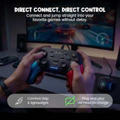 PunnkFunnk Gaming Controller Lite Wireless Bluetooth Gamepad for Android, iOS, PC & Smart TV with Turbo Function, Ergonomic Grip, Rechargeable Battery (X1 Pro Wired)
