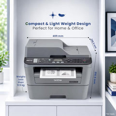 Brother MFC L2701DW WiFi Auto Duplex Laser Printer with 30 PPM Print Speed, Multifunction Print Scan Copy Fax, Automatic Document Feeder, 2 in 1 ID Copy Button, 2-line LCD Display, 250 Sheets Tray