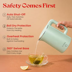 Tesora 1.8L Electric Kettle, 1500W,Stainless Steel Interior, 12 Recipe Book | Electric Water Boiler, Tea Maker, 1500W Fast Boiling, Cool-Touch Body, 360° Base, Auto Shut-Off, Boil-Dry Protection