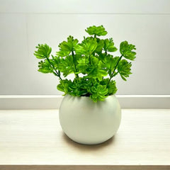 SKYGREEN Luxury Artificial Green Bonsai Tree with Stylish Decorative Pot for Modern Home, Office Desk & Shelf Decor | (BN-104)