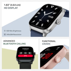 boAt Storm Blaze Smartwatch in Premium Metal Finish with Advanced BT Calling, Functional Crown, 1.83'' (4.64 cm) HD Display, IP68 Waterproof, HR, Sleep, Stress & SPO₂ Tracking, SOS (Cool Grey)