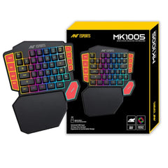 Ant Esports MK1005 One Hand Gaming Keyboard - 45 RGB Backlit Keys, 3 Macro Keys (G1-G3) + REC Key, WASD/Arrow Key Swap, Ergonomic Wrist Rest, USB Type-C OTG Adapter for PC, Laptop & Mobile Gaming