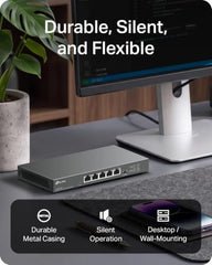 TP-Link TL-SG105S-M2 | 5-Port 2.5G Multi-Gigabit Unmanaged Network Switch, Ethernet Splitter | 2.5G Bandwidth | Plug & Play | Desktop/Wall-Mount | Fanless Metal Design | Limited Lifetime Protection