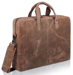 WildHorn Genuine Leather Office Bag for Men | 15.6-Inch Laptop Bag with a Minimalist Design | Professional Leather Bag with Adjustable Straps & Multiple Compartments | 1-Year Warranty
