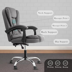 Casa Haus Italia Premium Leatherette Office Chair for Work | Boss Chair, Ergonomic Executive, Luxurious Cushioned Arms & Seat, 2 Point Back Massager, Heavy Duty Metal Base (Burgundy)