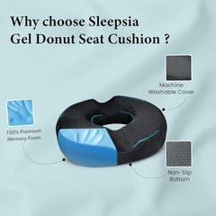Sleepsia Donut Pillow for Tailbone Pain |1 Year Warranty| Coccyx Seat Cushion for Chair-Hemorrhoid& Piles Pillow-Car Seat Donut Cushion Hemorrhoids Fistula Prostate Post Relief (Memory Foam)