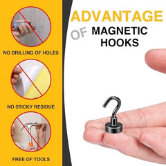 DIYMAG Magnetic Hooks 15pcs 30lbs Cruise Essentials 2026 Magnet Hook | Neodymium Heavy Duty Strong Magnets Hanging Ship Cabins Refrigerator Fridge Classroom Beach Vacation Kitchen Grills Home Tool