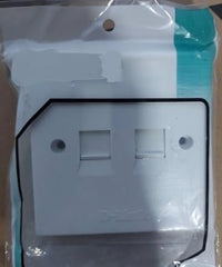 MakWorld Combo 2 RJ45 CAT6E LAN I/O Network Keystone Jack + Gang Box + Dual Port Face Plate (Pack of 1)