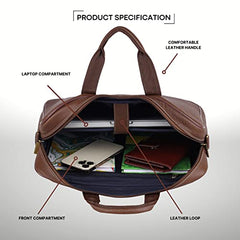 WildHorn Genuine Leather Office Bag for Men | 15.6-Inch Laptop Bag with a Minimalist Design | Professional Leather Bag with Adjustable Straps & Multiple Compartments | 1-Year Warranty