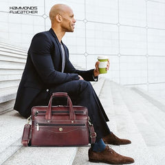 Hammonds Flycatcher Genuine Leather 15.6 Inch Laptop Office Bag for Men | 15.6” Padded Laptop Sleeve| 3 Zip Pockets| Detachable & Adjustable Strap| Pen,Wallet & Mobile Pocket |Durable|1 Year Warranty
