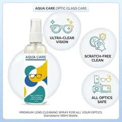 AQUA CARE Premium Lens Cleaner Spray 100ML X (PACK OF 3) – Remove Scratch, Dust & Smudge | Cleans Fingerprints, Dust, Oil from Eyeglasses, Sunglasses, Camera Lenses, Laptops, and Smartphone Screens