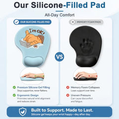 ZORBES® Mouse Pad with Wrist Support, Funny Cat Ergonomic Mouse Pad | I'm Fine Motivational Memo Design, Soft Gel Rest, Non-Slip Mouse Mat for Office Home