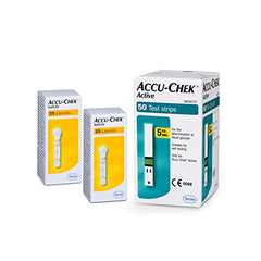 Accu-Chek Active 50 Test Strips + 2 packs of lancet 25