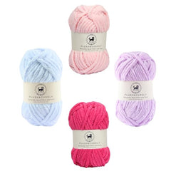 NESTNHAVEN , Plush & Cuddly Sets 2.0 , Chenille Yarn Supersoft Hand Knitting Wool Ball, set of 4 , 400 grams (1 Ball/100 Gram Each) Suitable for Craft, Babywear, Toys , Baby Blankets , 5 Bulky, Shades - NNHS 2.0 (Set 26 baby Pink , lilac , hot pink…