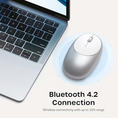 SATECHI M1 Wireless Bluetooth Mouse, USB-C Rechargeable, Compact, Silver