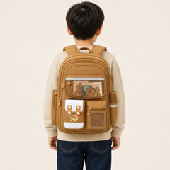 TS WITH TECHSUN College Laptop Backpack for Women & Teens with Zipper Pouch | School Bag for Girls 13-14 Years | 18 Inch Book Backpack | Travel School Bag, Tuition, Coaching (CAPYBARA - BROWN)
