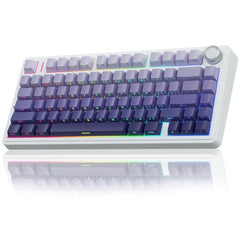 AULA F75 Pro Wireless Mechanical Keyboard,75% Hot Swappable Custom Keyboard,RGB Backlit,Pre-lubed Linear Switches,Side Printed PBT Keycaps Mechanical Gaming Keyboards,Gradient Purple