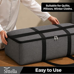 SITTELLA 2 Pack Large Foldable Storage Bags 58 L | Fabric Storage Organizer Box with Zip | Blanket, Quilt & Household Item Storage | Space Saving Storage Container | Beige