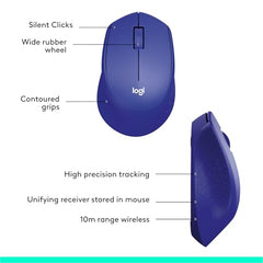 Logitech M331 Silent Plus Wireless Mouse, 2.4GHz with USB Nano Receiver, 1000 DPI Optical Tracking, 3 Buttons, 24 Month Battery Life, PC/Mac/Laptop - Black