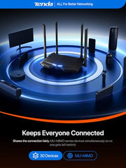 Tenda AC10 AC1200 Wireless Smart Dual-Band Gigabit WiFi Router, MU-MIMO, 4 Gigabit Ports, 867Mbps/5 GHz+ 300Mbps /2.4GHz, Support VPN Server, WiFi Schedule, (Black, Not a Modem)