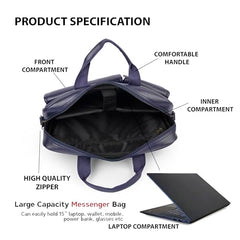 ADISA Laptop Bag for Men - Faux Leather Office Messenger Briefcase with Laptop Compartment for Work, Business, Corporate & Professional Use (LB6055)
