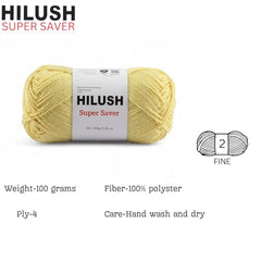 HILUSH super saver,Poly Yarn PACK OF 2 BALLS (1 Ball/100 Gram Each) Ball Supersoft Hand Knitting Wool Ball, Suitable for Craft, Crochet, Amigurumi, Embroidery, Toys, Garments, Flowers and Hobby Projects , Shade no - (grey)