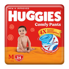 Huggies Comfy Pants Baby Diaper, Large (L) Size (9-14 Kgs), Pack of 192 (96 count, Pack of 2)