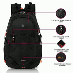 Wesley Spartan Unisex Travel Hiking Laptop Bag fits Upto 17.3 inch with Raincover and Internal Organiser Backpack Rucksack College Backpack