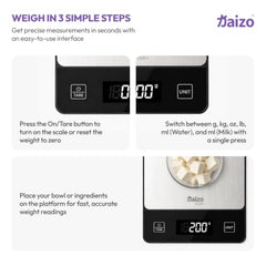 Kaizo NORI - Digital Kitchen Scale, 1g Accurate Food Weighing Machine with Stainless Steel Platform, 10kg Electronic Cooking Scale for Baking, Meal Prep, Diet, Portion Control & Weight Management