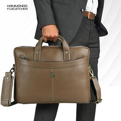 HAMMONDS FLYCATCHER Genuine Leather Office Bag for Men, 15.6 Inch Professional Brown Laptop Bag for Men, Adjustable Strap & Multi Compartments, 1 Year Warranty - Office, Travel, Daily Use