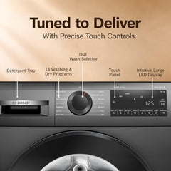 Bosch 12 kg (washer), 7 kg (Dryer) Front Load Fully Automatic Washer Dryer Machine, AI ActiveWater, Inbuilt heater, 14 Wash Programs, 66L Large Drum, Cast Iron Grey, WNA2740RIN (2026 model)