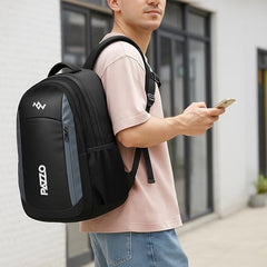 Lunar's Luxur 40L Laptop Backpack with 1 Year Warranty | Foam Padded Water Resistant School bag | Laptop Bag 15.6 Inch | Travel College bag for boys | Office bag for man (black_grey_orange)