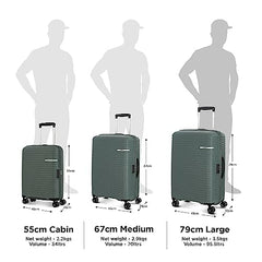 American Tourister PP Liftoff+ Trolley Bag with TSA Lock & 8 Wheel, Hard Check-in Suitcase for Travel with Double Wheel, Seafoam Blue, 55,67,79 cm (Small +Medium +Large), Set of 3Pc (ME5 (4) 11 904)