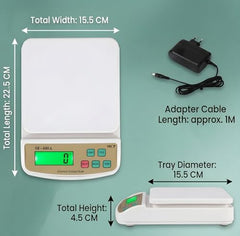 MCP Kitchen Weighing Scale With Tare Function SF 400A with Adaptor 10 kg Digital Multi-Purpose food weight machine for shop home use baking small portable countertop plastic ABS body