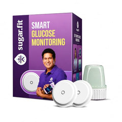 Sugarfit CGM Glucose Monitor for diabetes Pack of 2 | Wearable Arm Sensor, Bluetooth Connected CGM Sugar Test Machine for home | 30-Day Glucose Tracking | Free 1:1 Coach & App