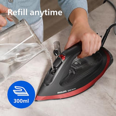 Philips DST6130/40 Steam Iron, Black and Red | 2800W, No Burns Guaranteed, 50 gm/min Steam, 220 gm Ultra Steam Boost, 6 Layer SteamGlide Plus Soleplate