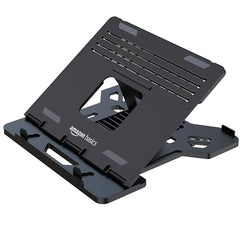Amazon Basics ABS 2-in-1 Laptop and Mobile Stand, Ergonomic, Adjustable Height, Anti-Slip Base, Heat Dissipation, Portable, Lightweight, Compatible with All Laptops Up to 15.6" (Black)