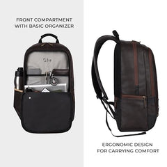 Gear Classic Anti Theft Faux Leather 14 cms Black Laptop Backpack (LBPCLSLTH0101)