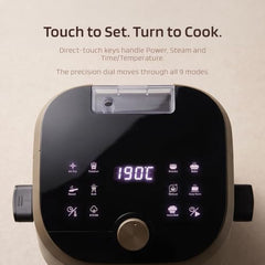 Nester Home Cook Glass Air Fryer 6.2 Ltr with 6mm Borosilicate Glass bowl and SteamLock™ Technology | 1600 W | 9 Smart Presets | Auto Clean Function | 100% Toxin Free | 3-year Warranty | Dalgona Brown