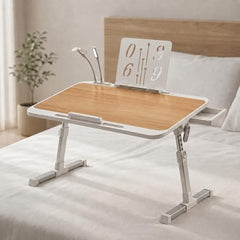 StarAndDaisy T9 Foldable Bed Table for Laptop & Study, 4-Level Adjustable Angled Tabletop, Large Desktop Surface with Anti-Slip Stopper, Tablet & Phone Slot, Storage Drawer, Stable Legs, PP & TPE
