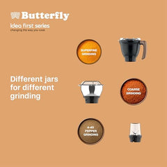 Butterfly ZieraBlack 1000 Watt Mixer Grinder | 6 Jars | Coarse Grinding Jar | Uniform Grinding - Tornado Blade & Lid | Smudge Free & Long Lasting Annealed SS Jars | Torx23 Motor| 5 Years Warranty