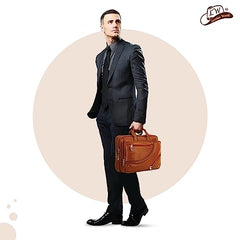 Leather World Vegan Leather 15.6 Inch Laptop Office Briefcase Messenger Bag Satchel for Men and Women, with Adjustable Strap and Expandable Bottom (Brown)