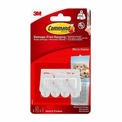 Command Plastic Micro Hooks, White, 3-Hook, 10-Pack